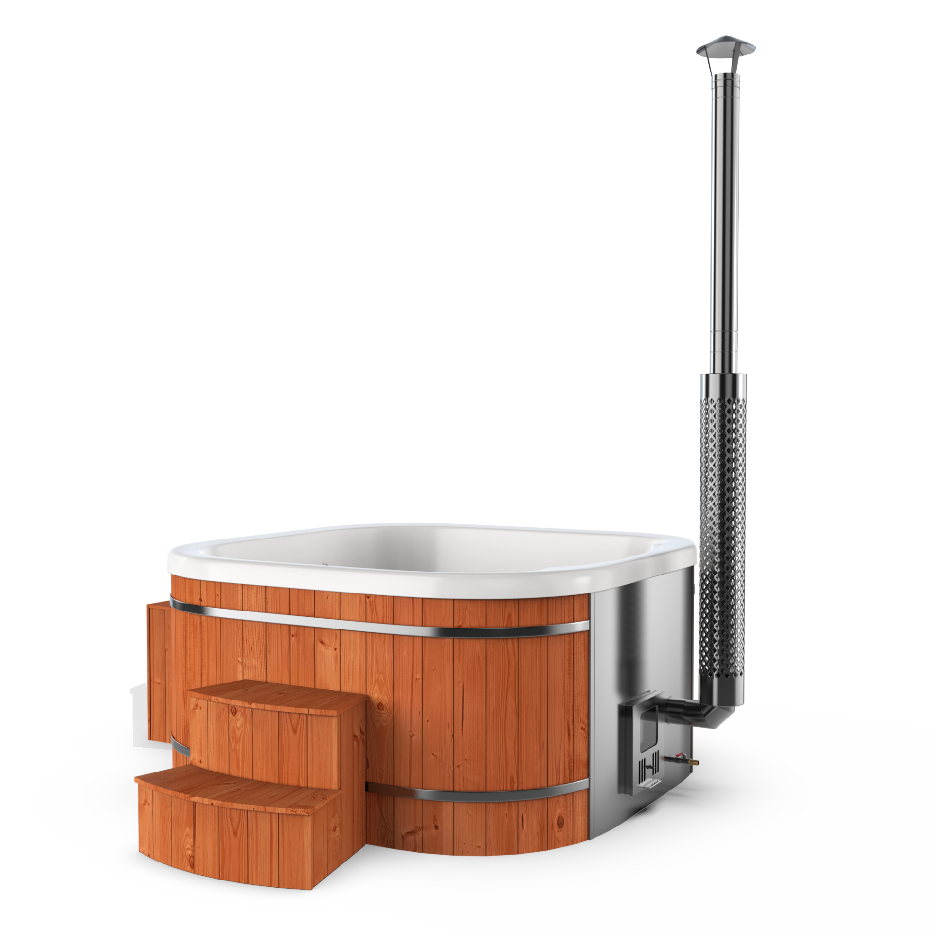 Square Wood Burning Hot Tub Integrated Heater