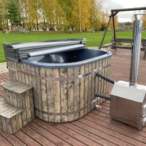 Square Wood Burning Hot Tub - External Heater