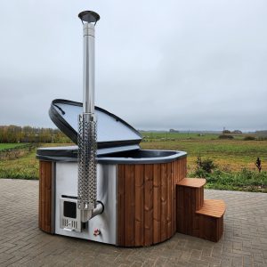 Square Wood Burning Hot Tub - Integrated Heater